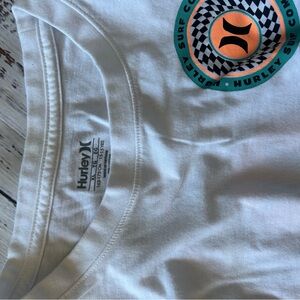Hurley White Tee with Orange and Black Logo